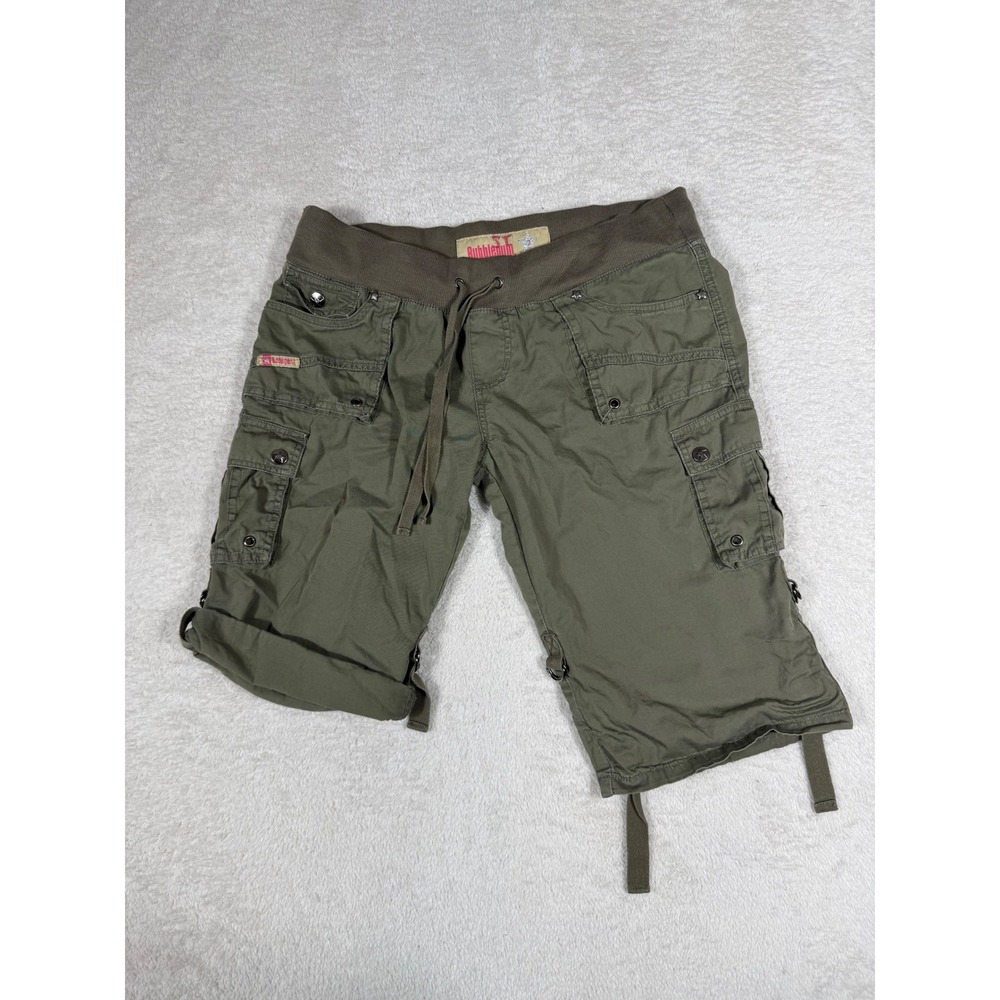 Bubblegum Cargo Capris Women‎ 7/8 Green Good Utility Y2K BG2404-523X FAT